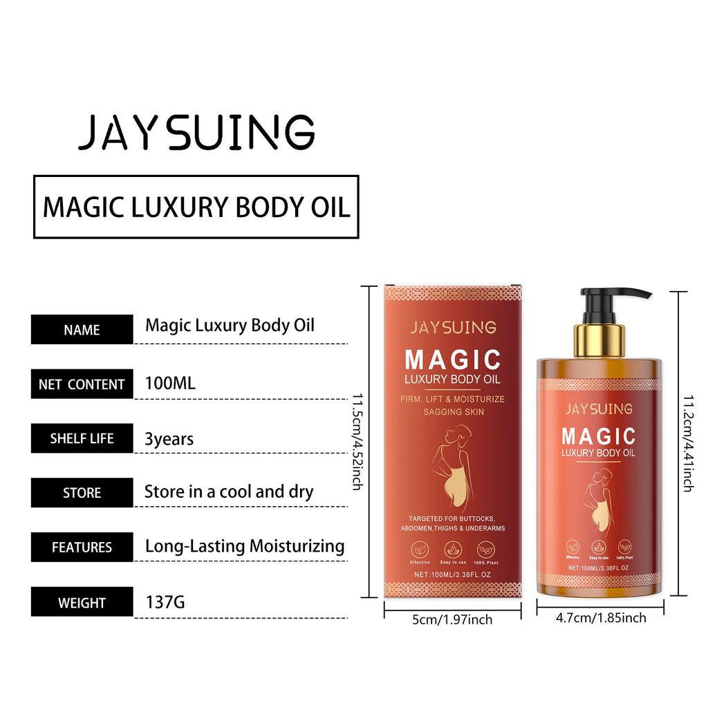 Jaysuing 100ml Magic Luxury Body Tightening Oil Anti Sagging Skin Glowing Daily Care Nourishing Firm Thigh Belly Massage Oil