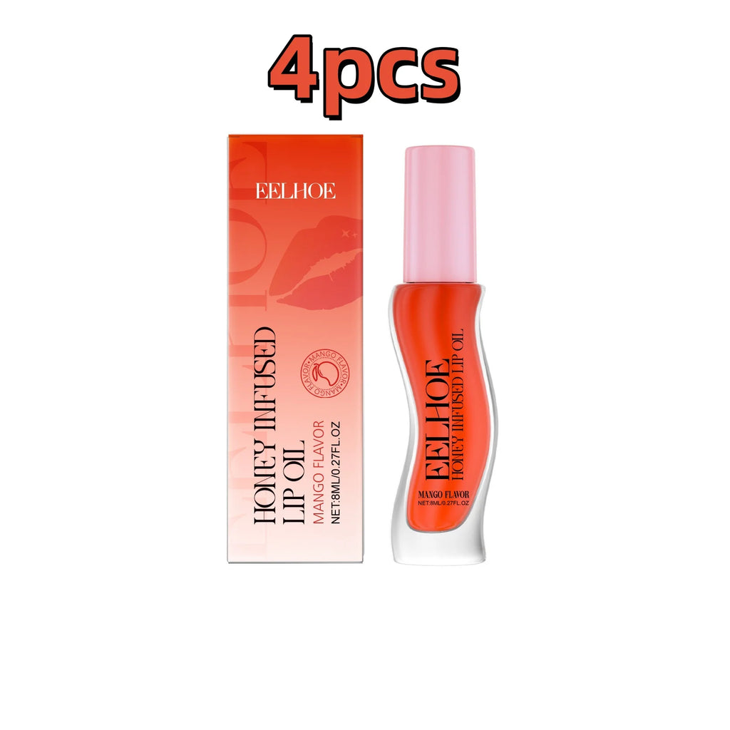 Eelhoe 8ml Honey Mango Flavor Moisturizing Lip Oil Nourishing Lips Enhance Gloss Care Exfoliator Lip Shine Plumping Lip Oil