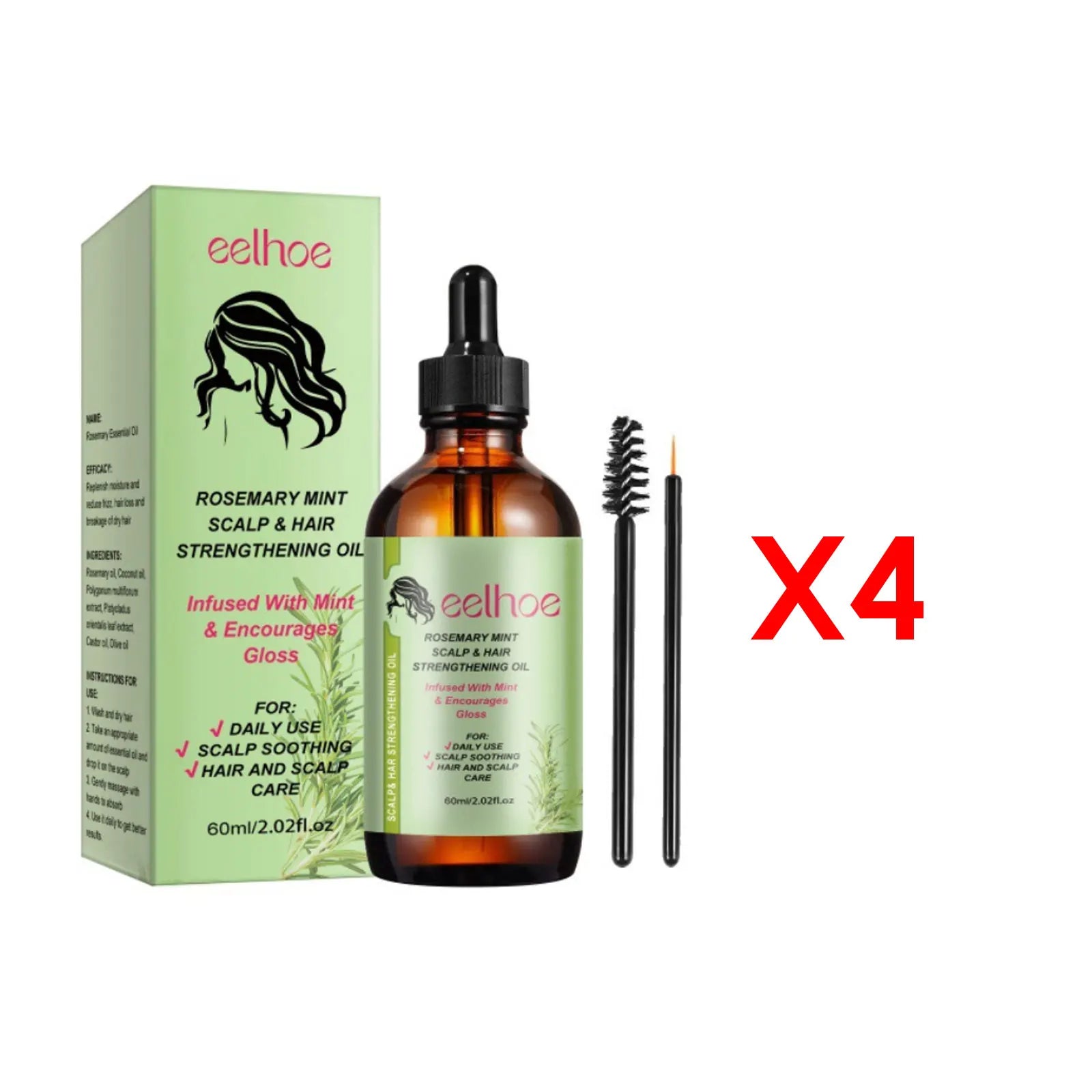 Eelhoe Rosemary Hair Care Series Promote Hair Growth Nourish Strengthen Roots Relieve Scalp Tension Dense Hair Oil With Brush