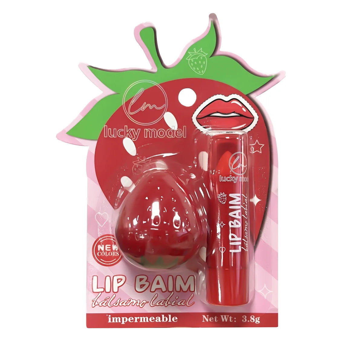 Strawberry lipstick set Warm and lasting natural red discolored fruit lip care cosmetics