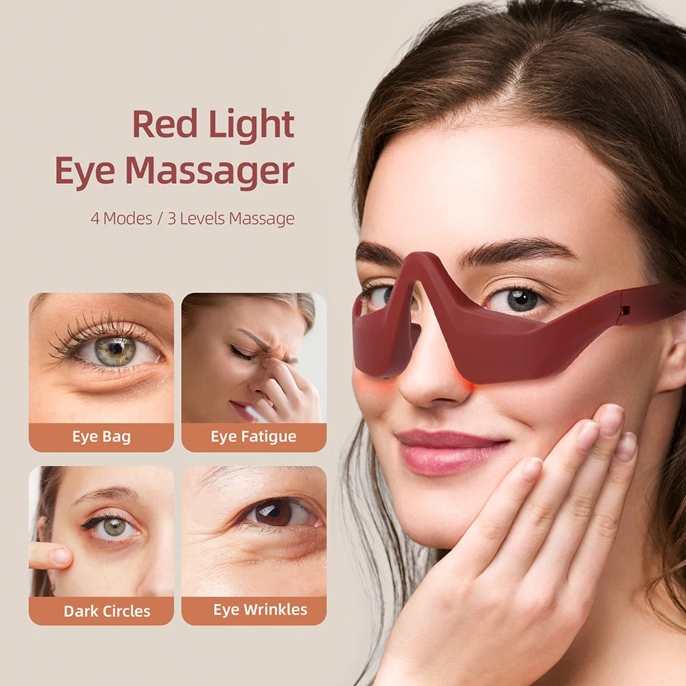 Red Eye Massager Under-Eye Glasses Massager Relieves Eye Fatigue Eyes Massage Glasses Eye Fatigue Relief Massager