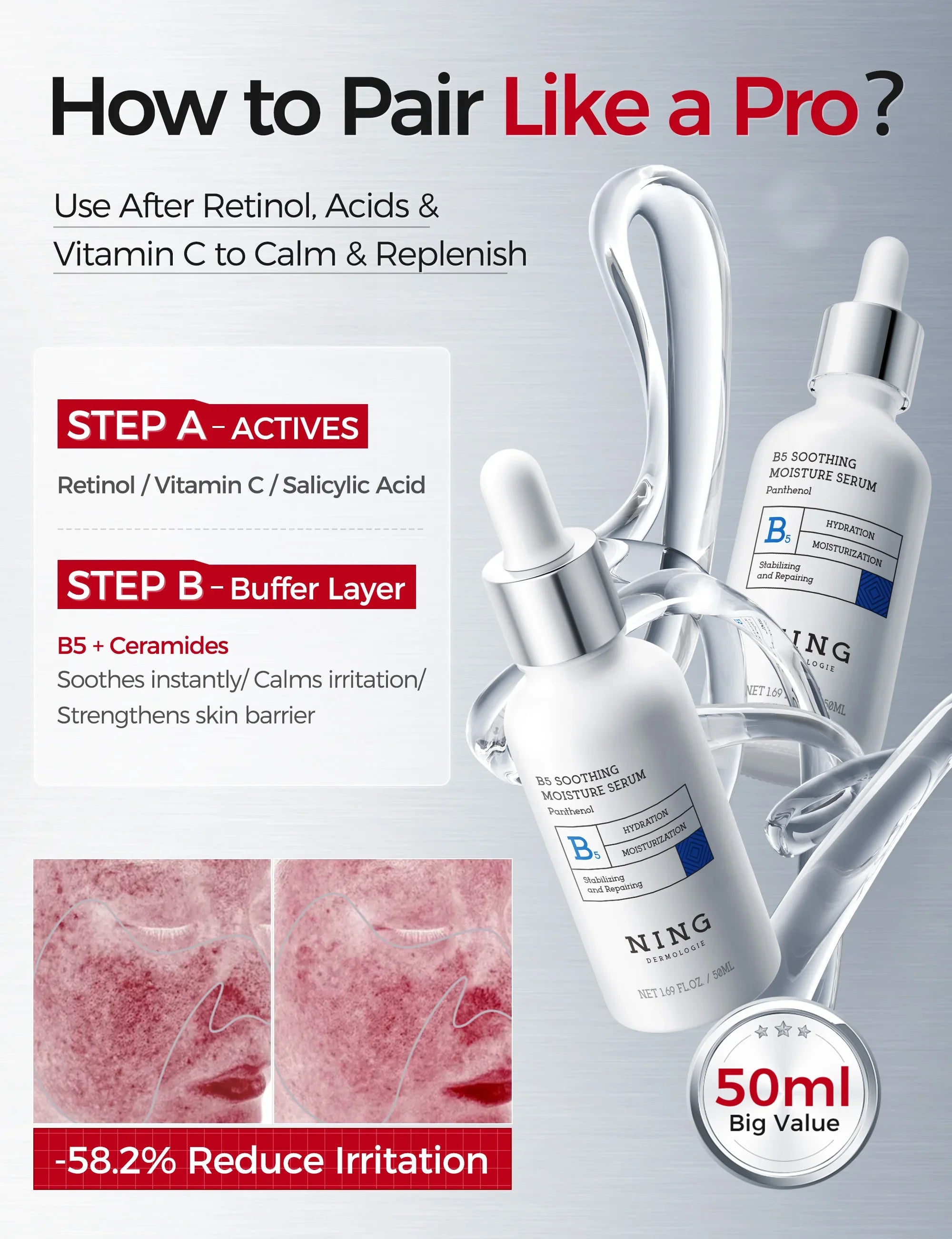 Vitamin B5 Serum – Hydrating, Soothing & Barrier Care Essence with Panthenol, Ceramides & Squalane for Sensitive Skin