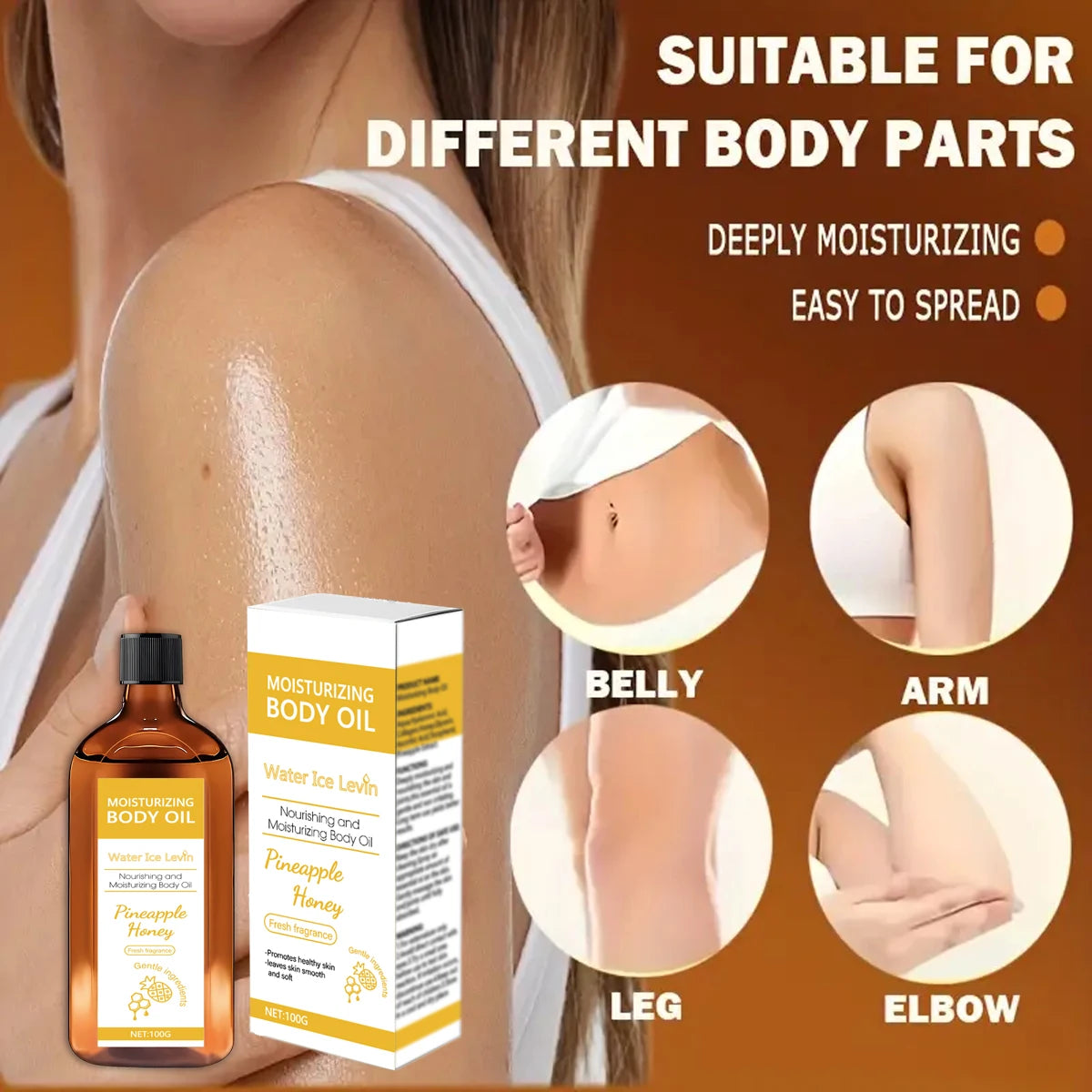 Nourishing Body Oil with Pineapple Honey Fragrance - Hydrates & Softens Skin, Lightweight Moisture for Fall & Winter Care